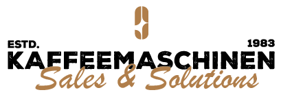 Logo with a vertical coffee bean icon above the text 'KAFFEEMASCHINEN Sales & Solutions' and smaller text 'ESTD. 1993' on each side.
