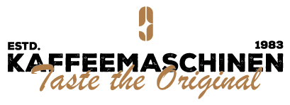 Logo for KAFFEEMASCHINEN with a stylized brown coffee bean above and the tagline 'Taste the Original' in cursive below.
